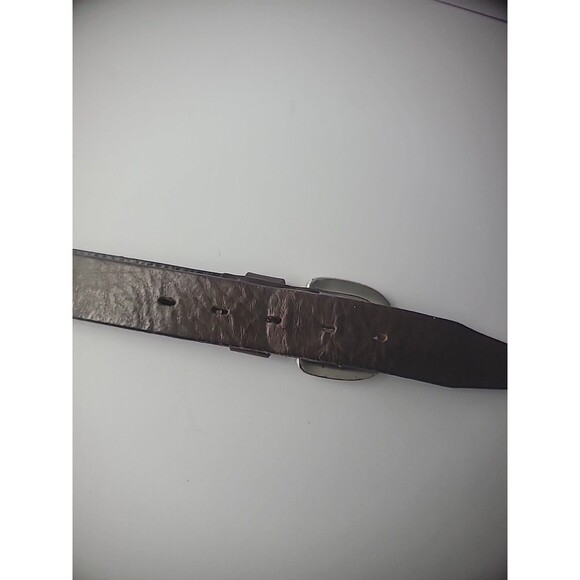 Vintage Fossil Belt Genuine Leather Mens Brown Adjustable Silver Tone Hardware - Picture 9 of 16